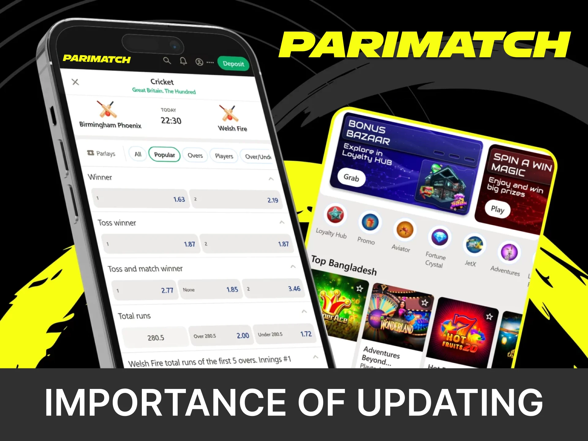 It is imperative to update the Parimatch application.