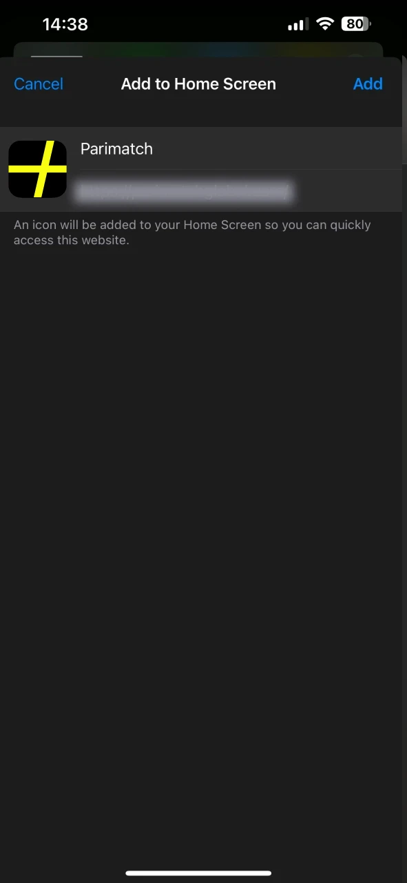 Install the Parimatch app for iOS.