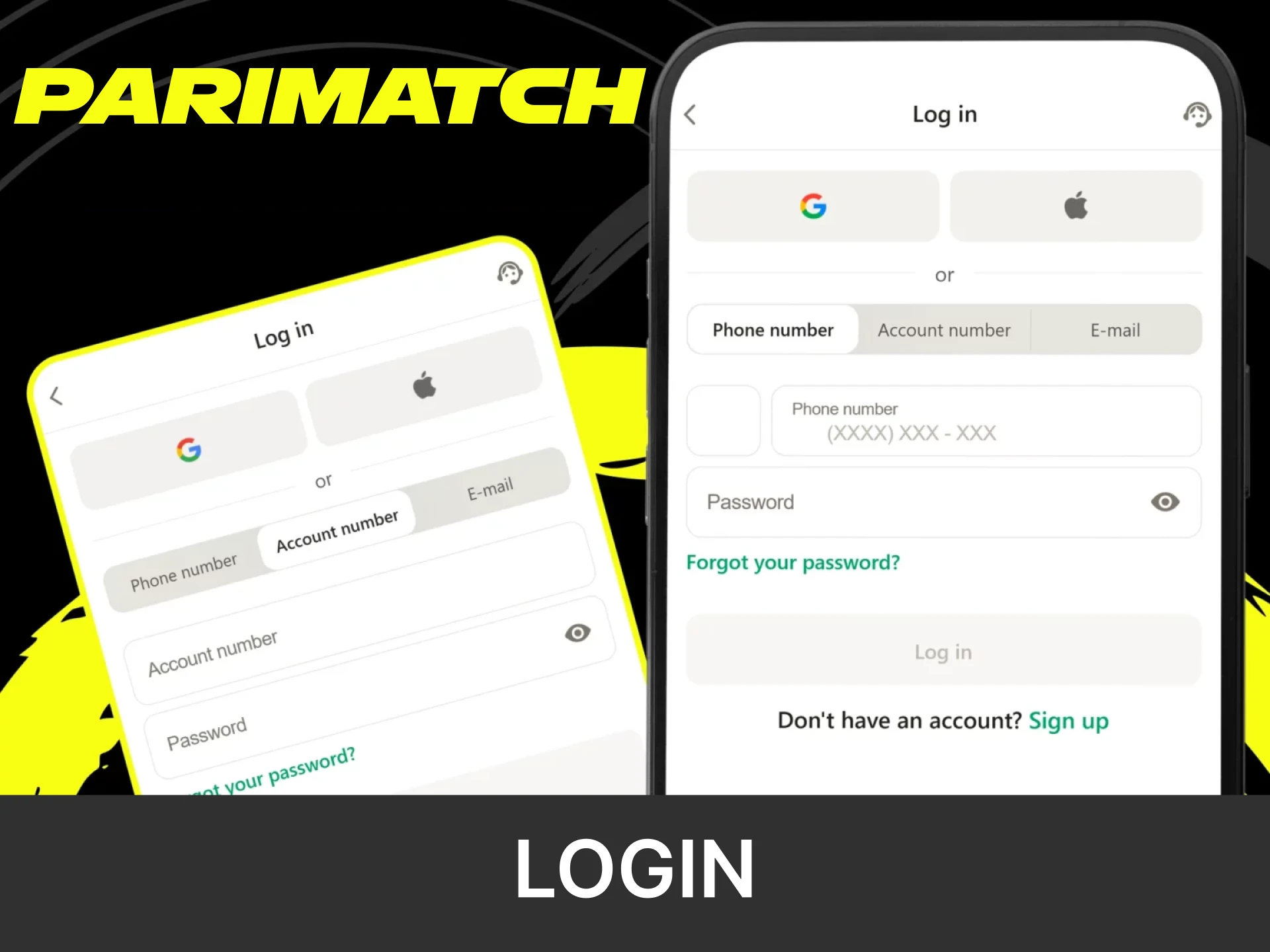 Log in to your personal account in the Parimatch application.