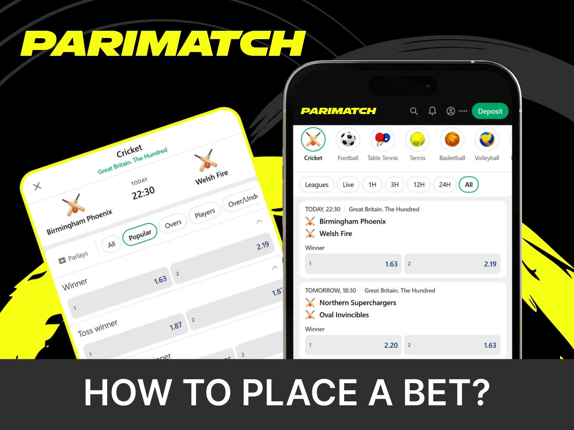 Go to the sports section of the Parimatch betting app.
