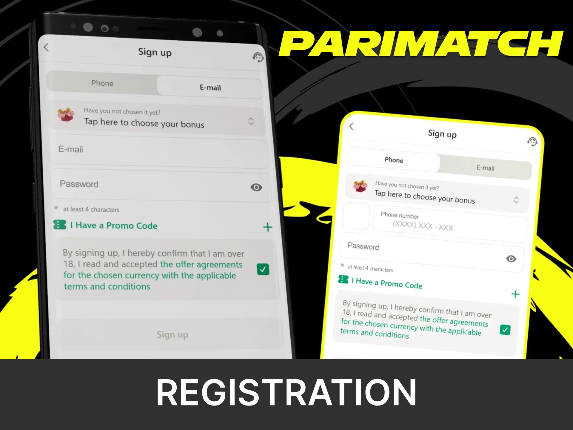 You can register in the Parimatch application.