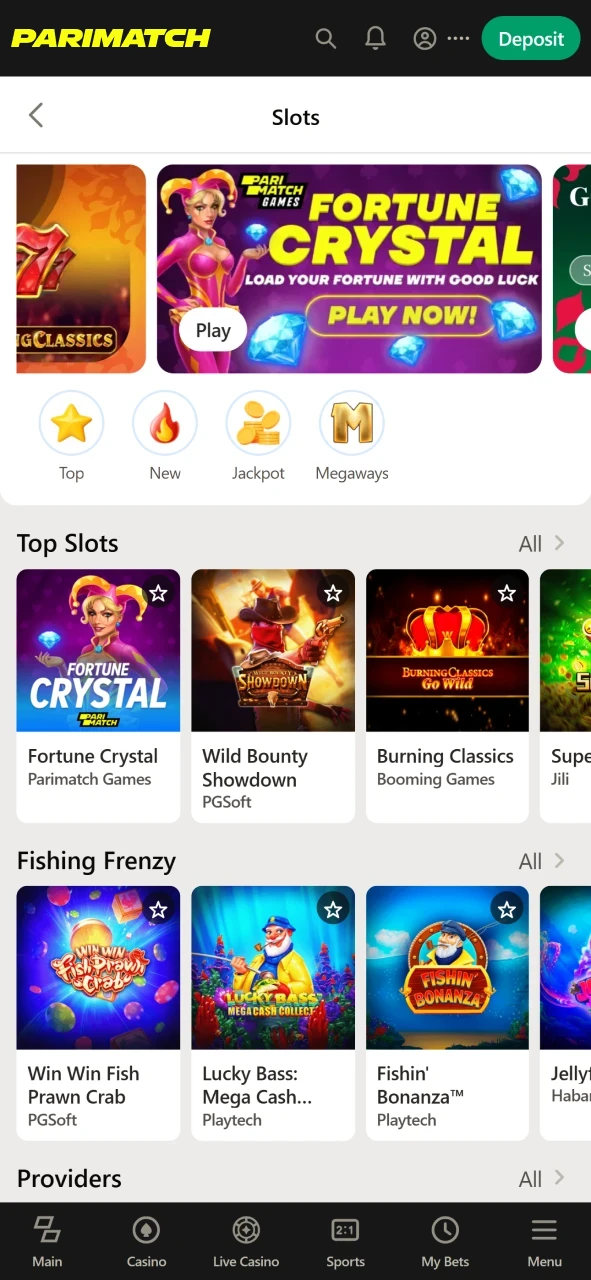 You will find many games in the Parimatch application.