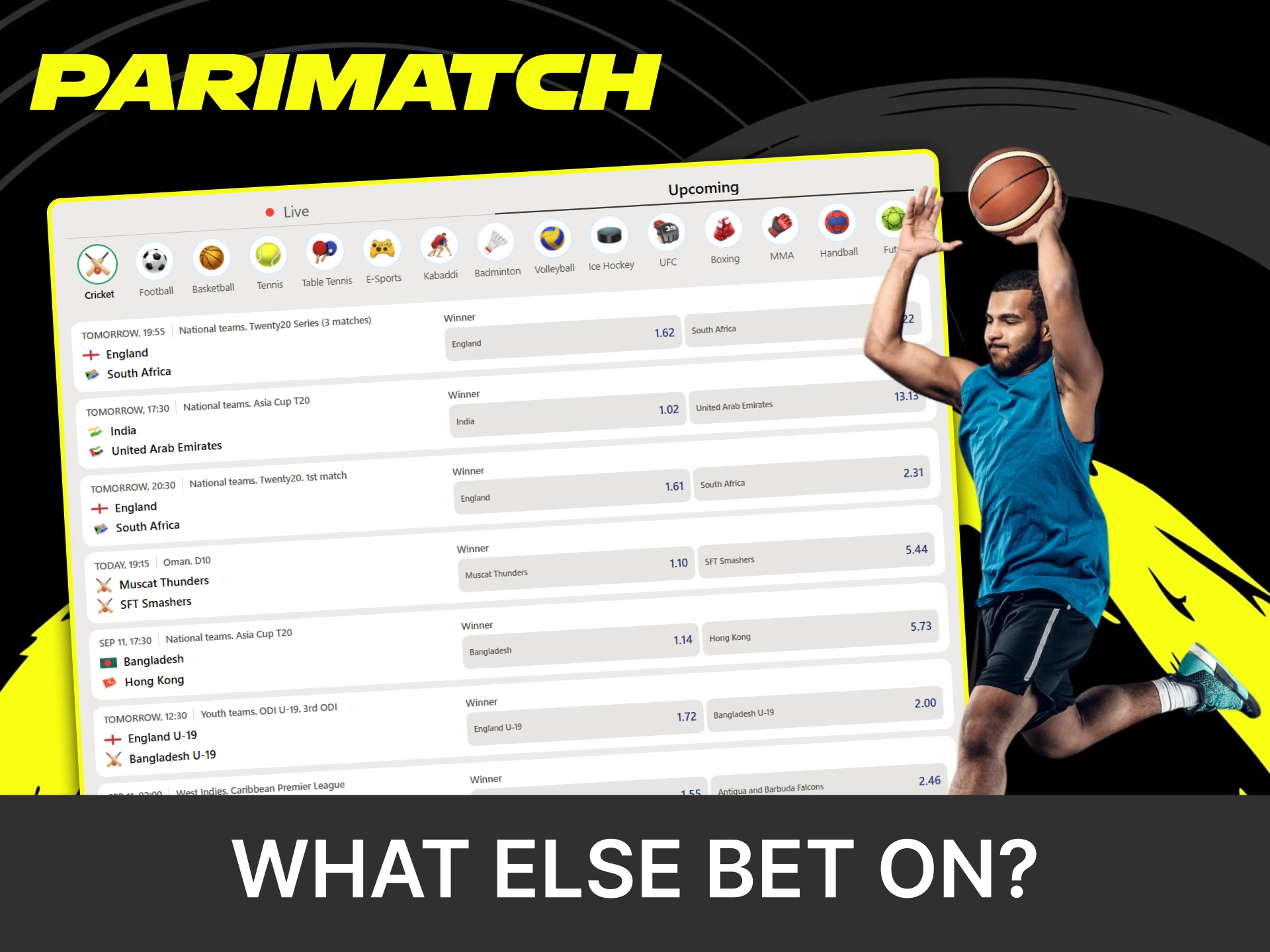 You can also bet on other sports in the Parimatch sportsbook.