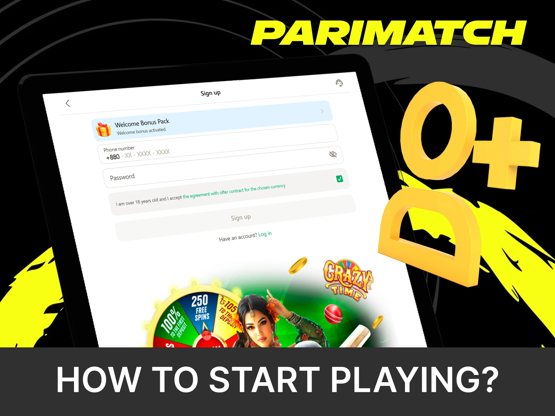 Create the Parimatch account and top it up to start betting.