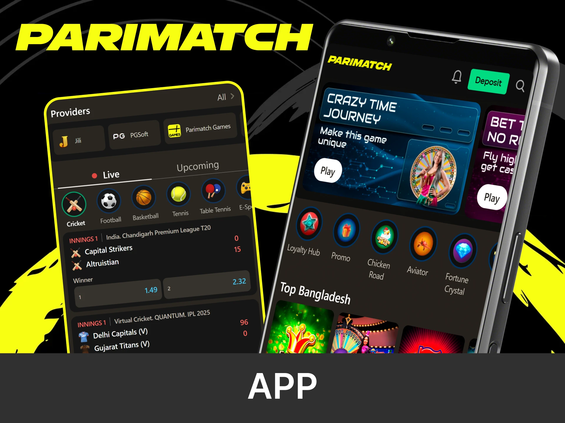 Download the Parimatch app to your smartphone.