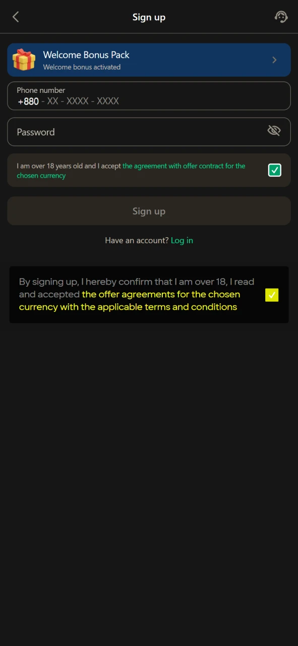 Complete your registration at Parimatch.