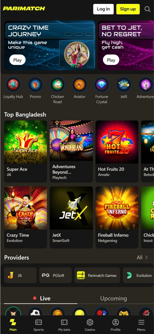 Visit Parimatch and click the registration button.