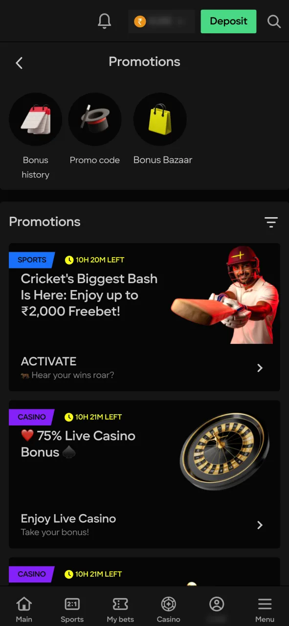 Explore Parimatch bonuses.