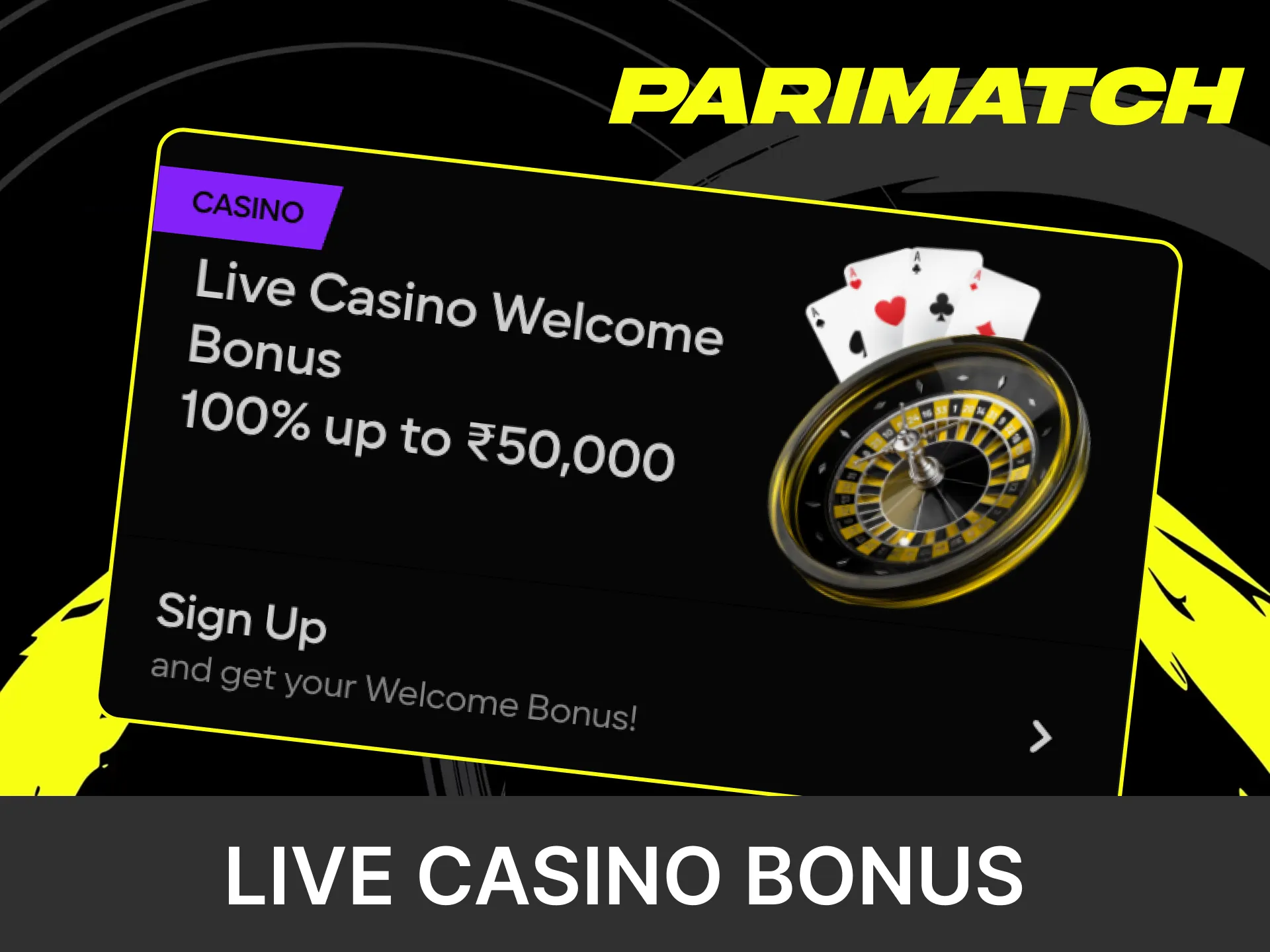 Parimatch gives a welcome bonus to fans of live casino.
