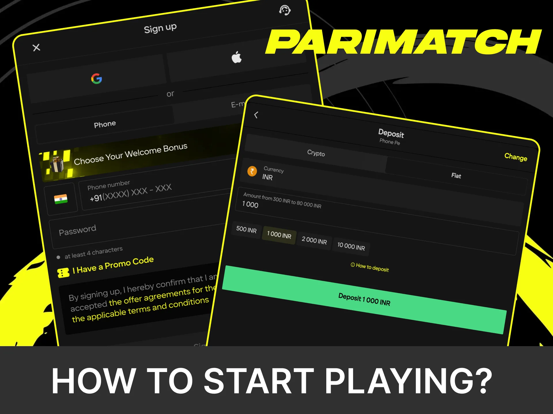 Start betting with creatin your Parimatch account and making the first deposit.